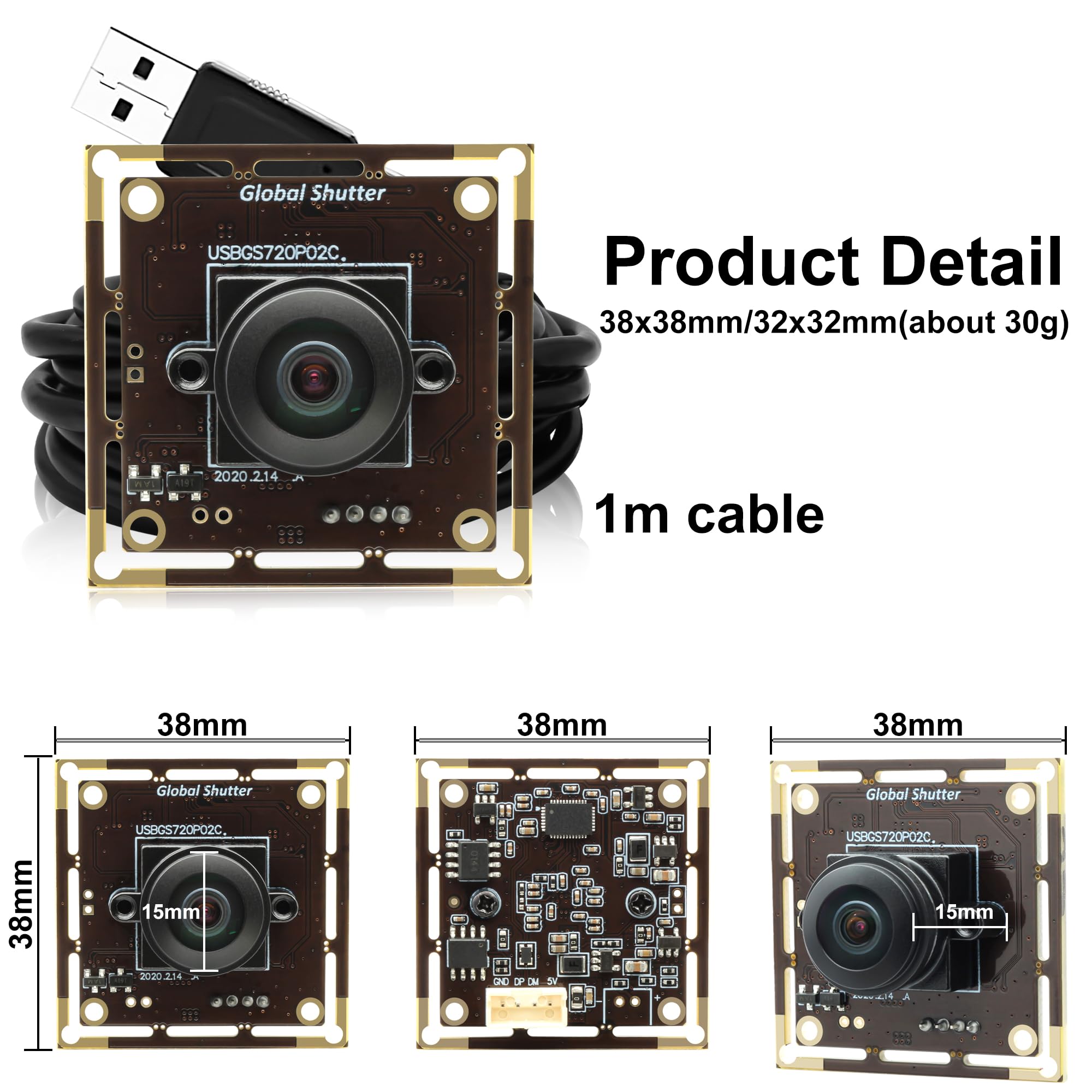 Amazon.co.jp: ELP 720P 60fps グローバルシャッター USB カメラ